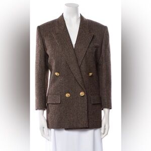 $3950 Saint Laurent brown wool double breasted blazer
